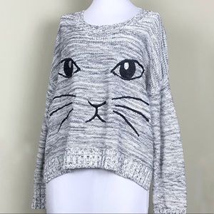JOA Cat Sweater Gray & Black M